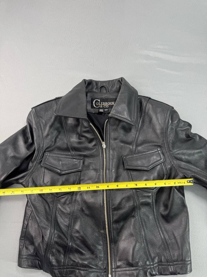 Chaqueta de cuero para mujer Colebrook & Co talla mediana abrigo corto de cuero genuino Foto 3 de 4