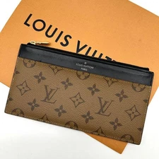Louis Vuitton Monogram Reverse Slim Purse Card Wallet M80390 Auth RFID