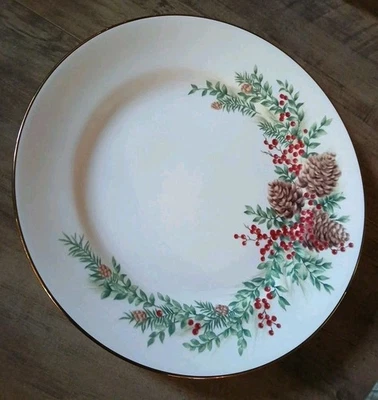 Lenox Williamsburg Boxwood & Pine 11.25" Winter Holiday Dinner Plate USA New