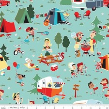 Fat Quarter Riley Blake "Happy Haven" Main Aqua Quilt Cotton