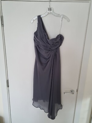 Davids Braut Brautjungfernkleid One Shoulder - Farbe: Pewter Größe: 14