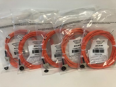 5 NEW SEALED! BELKIN DUPLEX FIBER OPTIC CABLES A2F20277-05M SC/SC;62.5/125;5M