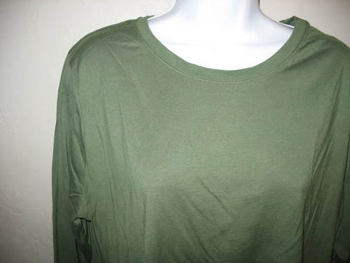 Time and Tru Long Sleeve Tee Shirt Sz XXL Olive Green Crew Neck Womens Lightweig - Picture 2 of 8