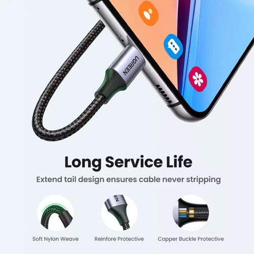 UGREEN USB-A to USB-C Cable 3A 18W Fast Charging 1m - Picture 5 of 6