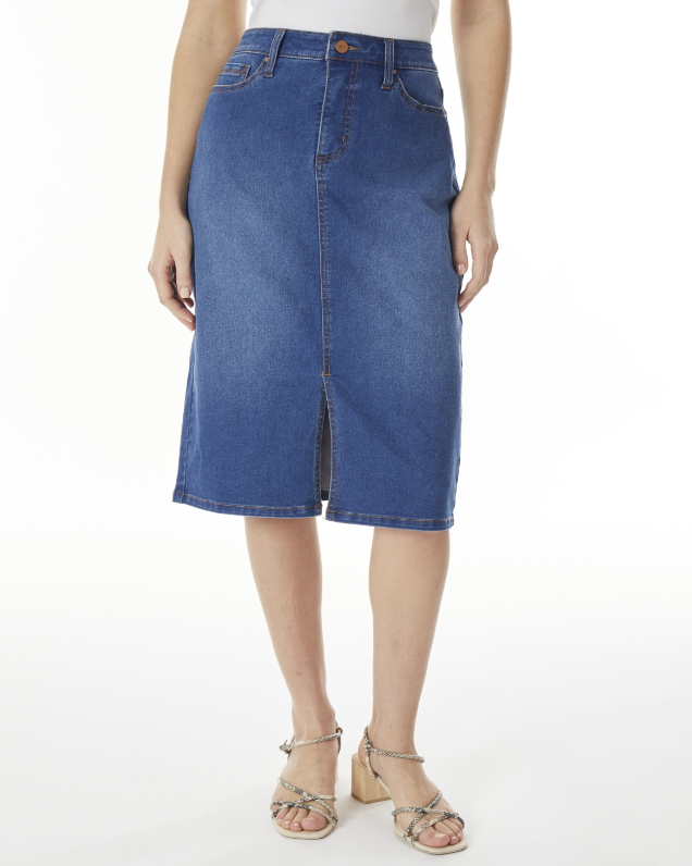san-san様 Jones New York Lexington Slit Front Midi Skirt Blue Size 16 3451