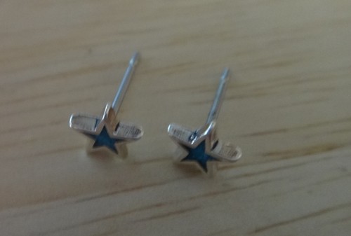 Pendientes pequeños de plata de ley de 6x6 mm azul turquesa estrella tachuelas postes - Imagen 4 de 7