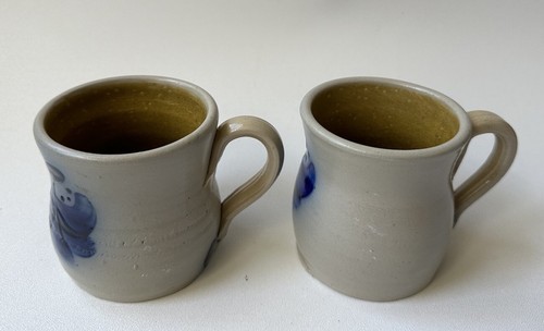 VINTAGE 1979 STUDIO ART POTTERY STONEWARE ARTIST SIGNED MUGS - SET OF 2 -C40 - Picture 2 of 12