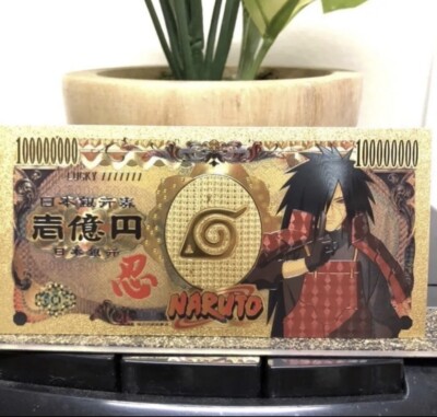 24k Gold Foil Plated Madara Uchiha Naruto Banknote Anime Collectible