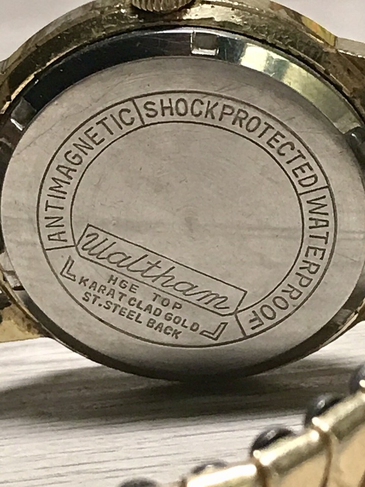 WALTHAM Vintage Men's Wrist Watch 25j HGE Top Karat Clad Gold Self