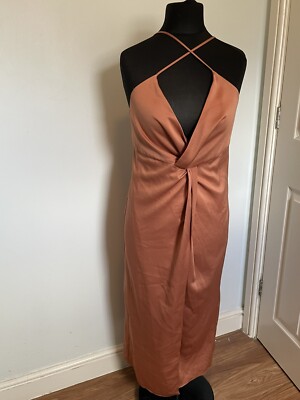 Topshop ladies side slit front detail wrap dress size 14 #263 UK