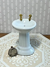 Dollhouse Miniature CLA10552 White Porcelain Bathroom Pedestal Sink 1:12