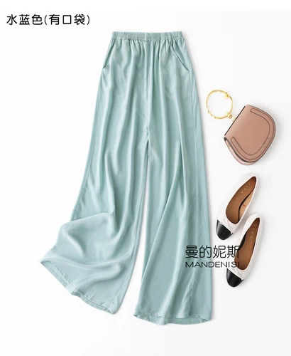 Women Comfort Palazzo Loose Trousers 100% Silk Mulberry Occident Wide Leg Pants - Picture 37 of 47