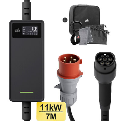 Mobile Wallbox 11kW 7M, EV Ladegerät Ladekabel CEE 16A auf Typ 2 m. Adapter *2