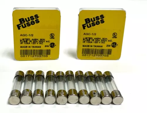 BUSSMANN FUSETRON DUAL ELEMENT FUSES AGC-1/2 250VAC **LOT OF 10