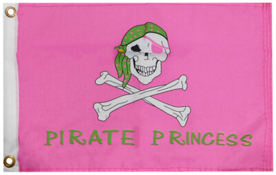 12X18 Pirate Princess Pink 12''x18'' 100D Woven Poly Nylon Car Boat Flag Grommets