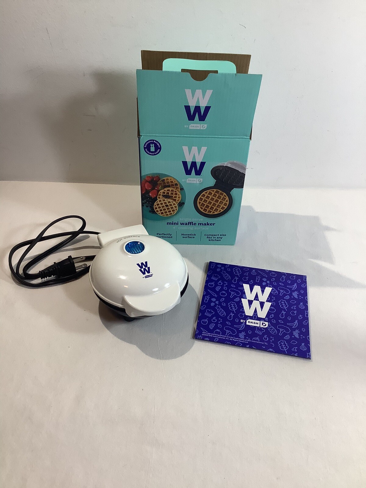 Mini Waffle Maker 4 Inch Single Serve Weight Watchers Dash Open Box Model-image