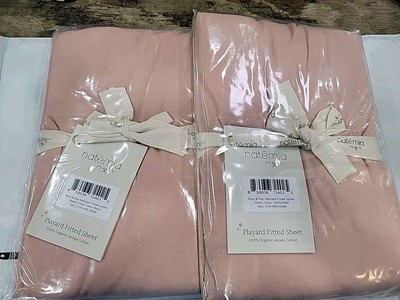 Natemia Organic Cotton Playard Pack and Play Fitted sheet Misty Rose Baby Crib 2