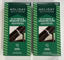 Lot of 2 Holiday Living 24 Count Deck & Banister Clips Christmas Decor Holder