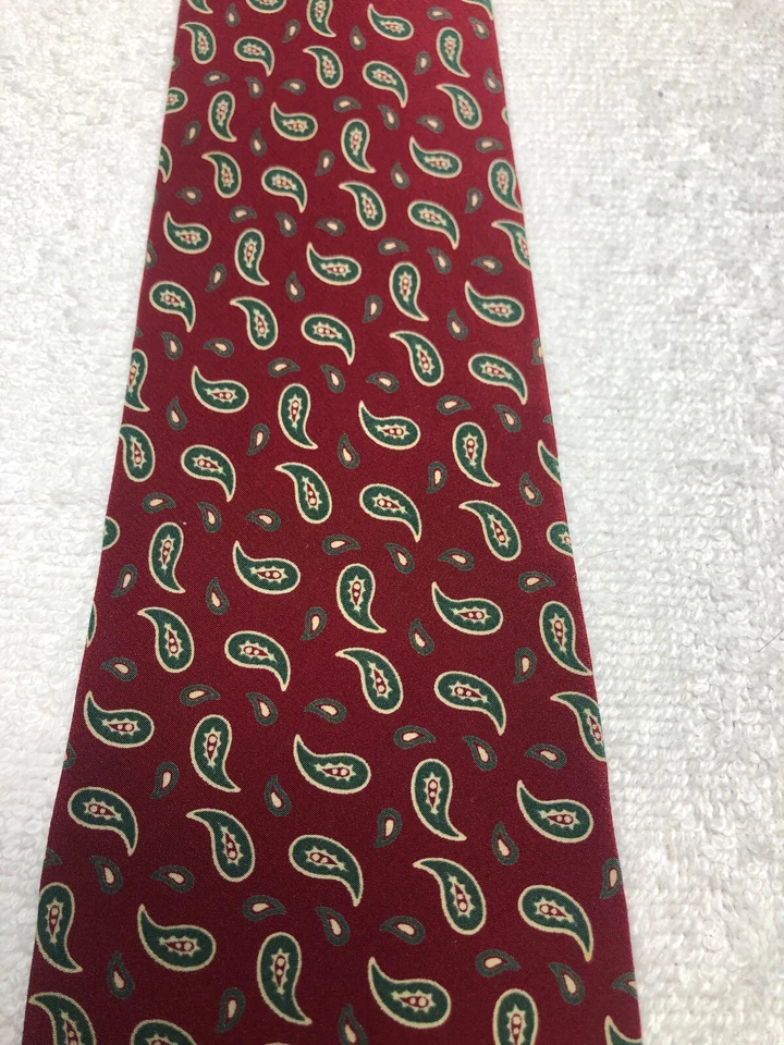 RALPH LAUREN CORBATA HOMBRE ROJA CON PAISLEY VERDE 3,25 X 60 Foto 3 de 4