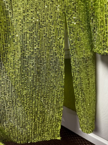 NWT! MSRP $119 Anne Klein Green Glittery Sequin Long Sleeve Duster Cardigan Sz S - 第 6/8 張圖片