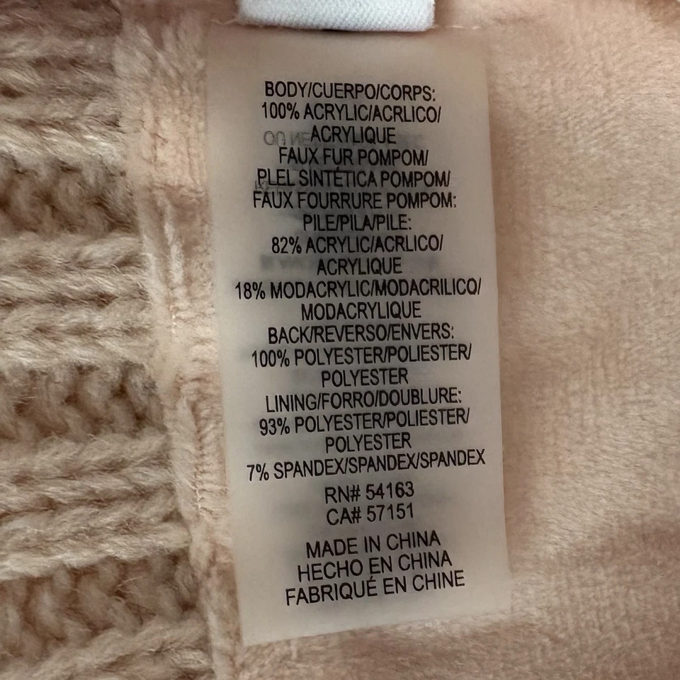 Calvin Klein Pink Beanie Toque Faux Fur Pom Womens One Size Acrylic Blend Lined - Image 4 of 4