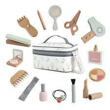 Wooden Makeup Toy Set Pretend Wood Beauty Salon Toys Toddler Wooden Makeup Kit