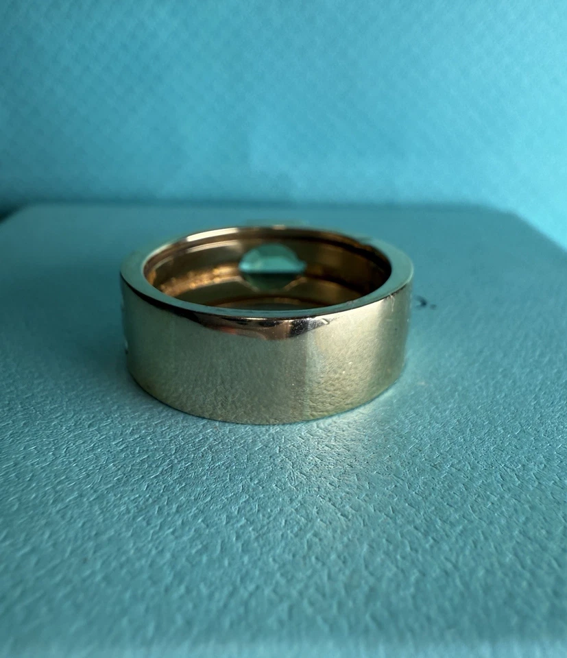 Anillo ancho banda peridoto piedras preciosas verdes brillantes de 8 mm de oro 18k Tiffany & Co. 12,3 g Foto 3 de 4