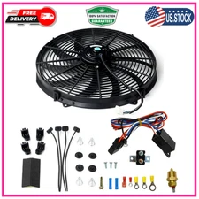BLACKHORSE-RACING 16 16 Inch Electric Radiator Fan High 3000 + CFM Thermostat W