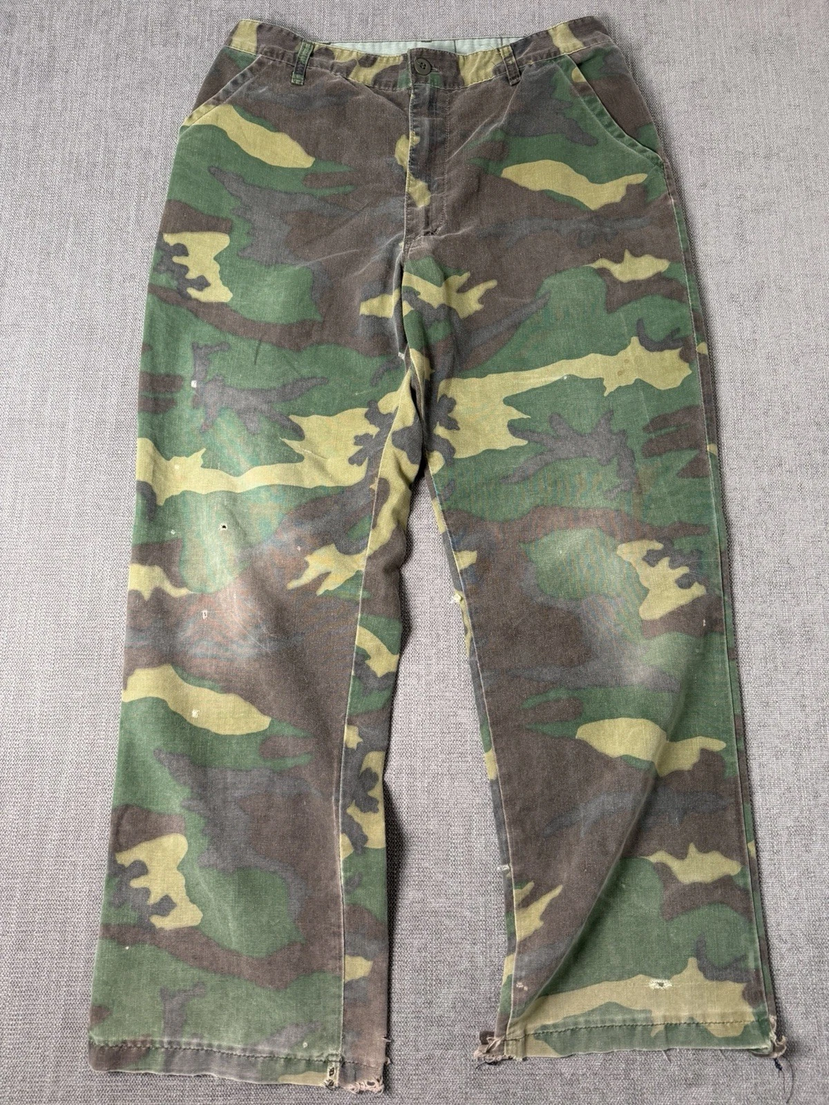 Vintage Saftbak Duck Hunting Camo Green Brown Faded Distressed Mens 34x30 Pants