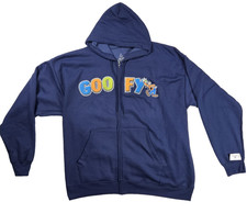 Walt Disney World Goofy Hoodie Sweatshirt Size 2 X Blue Knit Fleece Full Zip