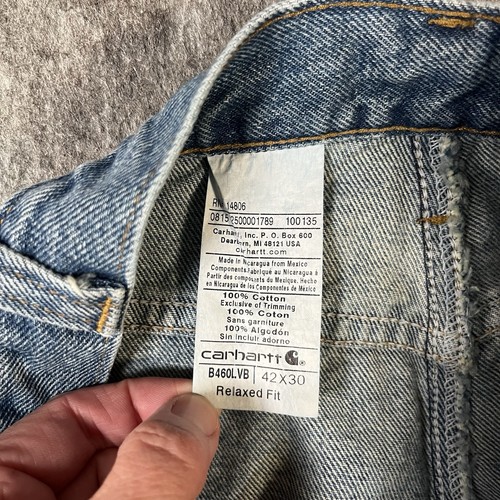 Carhartt Jeans Men's 40x29 (42x30 TAG) Relaxed Fit Blue Denim B460 LVB - Picture 2 of 12