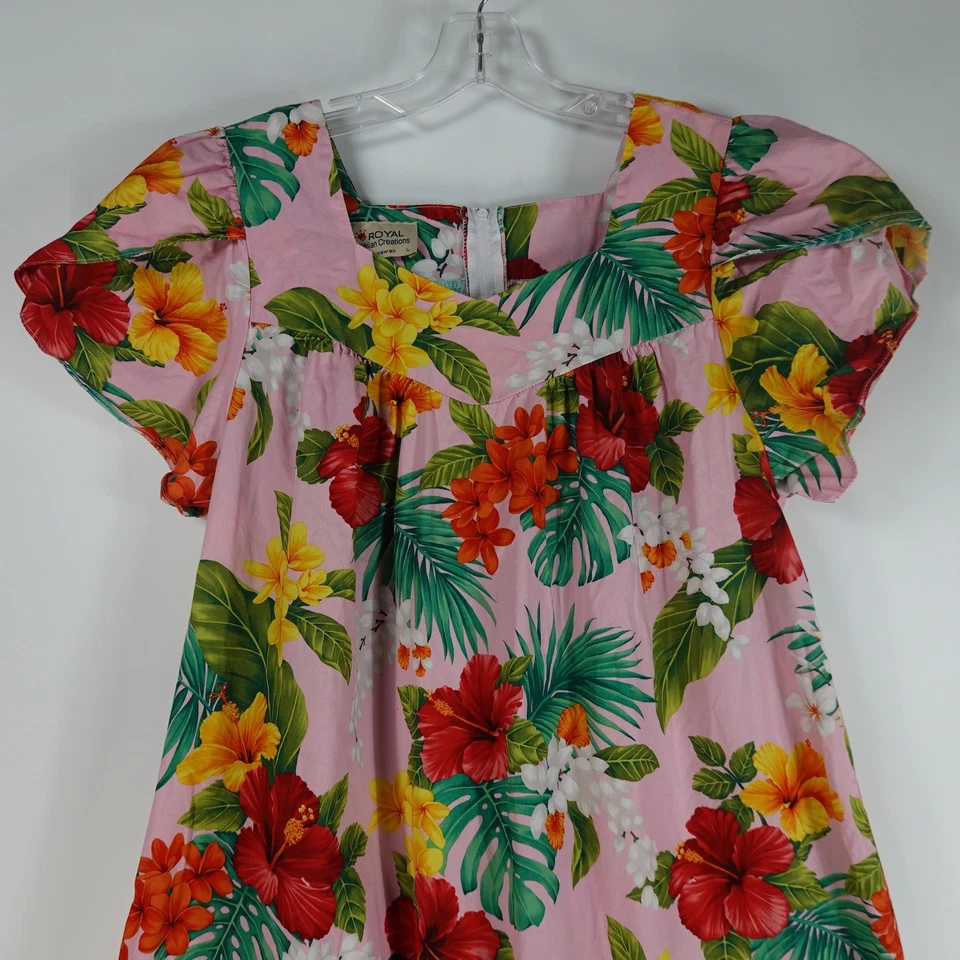 Vestido Royal Creations Hawaii De Colección Mujer L Floral Midi Muumuu Luau Volantes Floral Foto 3 de 4