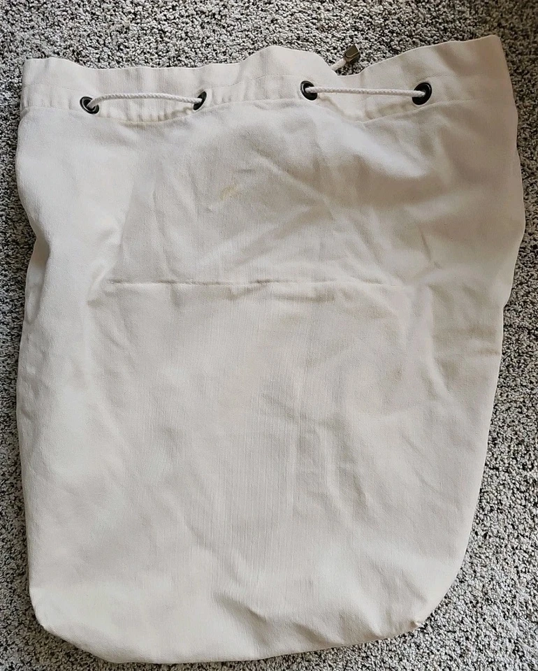 Longaberger Large Tote Bag Liner 20"x13"x5" Beige Cotton Canvas Drawstring - Image 2 of 4