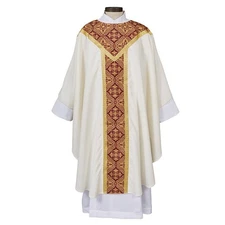 Ivory Chasuble Printed Orphrey Vestment Church Clergy Apparel New