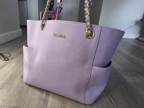 Calvin Klein L-Kitote H3DA11HU Irs Purple Soft Leather Large Tote MSRP $178.00 - Picture 3 of 6