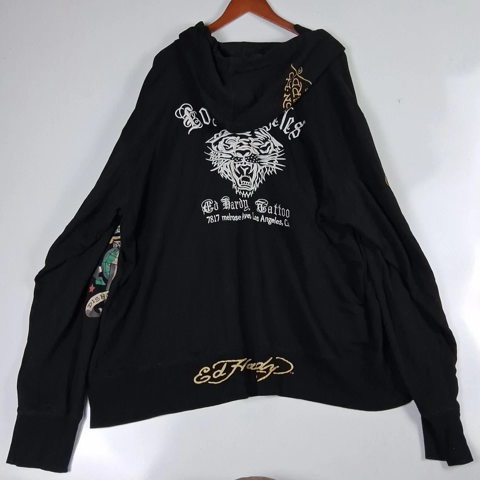 EdHardy Y2k 3xl Christian Dior Full Zip Hoodie Longsleeve Jacket HipHop No Zippr - Изображение 4 из 4