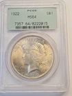 1922  PEACE DOLLAR   PCGS  MS64   OLD GREEN  LABEL RATTLER HOLDER