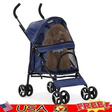 Foldable Pet Stroller Lightweight 4-Wheel Dog Cat Carrier Safe Travel Storage US