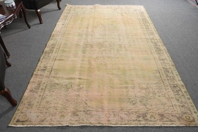 Vintage 5,7x9,3 ft Rug, Large Turkish Rug, Green Yellow Ombré Rug