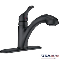Matte Black Pull Down Kitchen Faucet Easy Installation Deck Plate Quick Connect