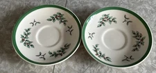 Spode England Christmas Tree Holly 2 Replacement Saucers S3324 Holiday Winter