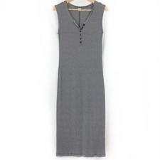 Old Navy Striped Sleeveless Midi Dress Henley Style, Size Small