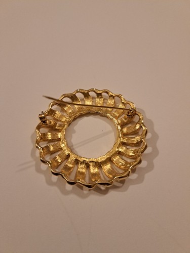 Broche broche corona círculo geométrico vintage tono dorado disfraz joyería patrimonial - Imagen 8 de 10