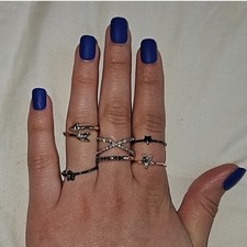 Stackable Gold Black Fashion Rings Set of 6, Various Sizes, Band Fashion Jewelry