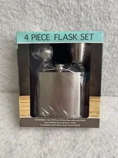 4 Piece Flask Set - Flask, 2 Shot Glasses, & Funnel Brand New