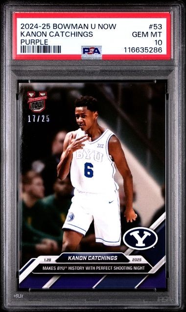 2024-25 Bowman U Now #53 Kanon Catchings - Perfect Night Purple /25 PSA 10