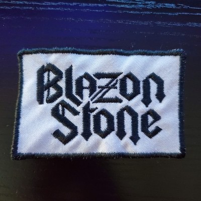 Blazon Stone Black on White Logo Embroidered Sew On Patch