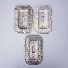 Set Of 3 Vtg Amer. Tack Hdwe. Co. 50t Antique Brass Toggle Wall Plate 1968