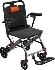 Lightweight Folding Wheelchair with Swing Footrests and Removable Flip Armrest