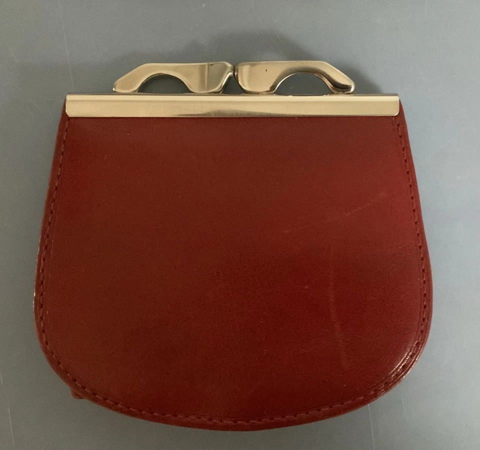 Tony Perotti Kiss Clasp 硬币钱包红色皮革单隔层 — 第 2/4 张图片